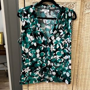 Calvin Klein blouse with green and black print